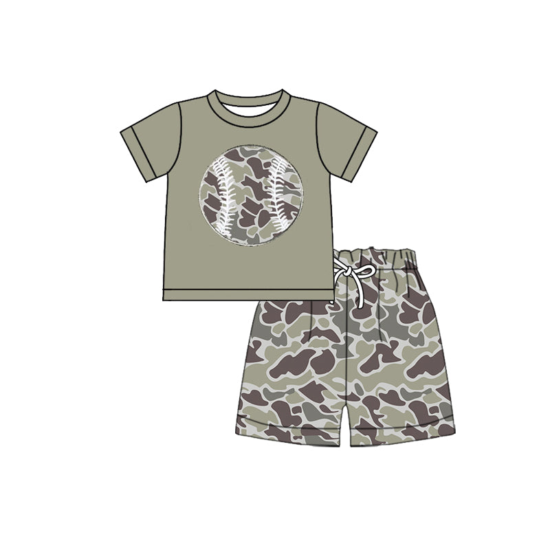 Baby Girls Grey Camo Baseball Top Shorts Team Clothes Sets Preorder