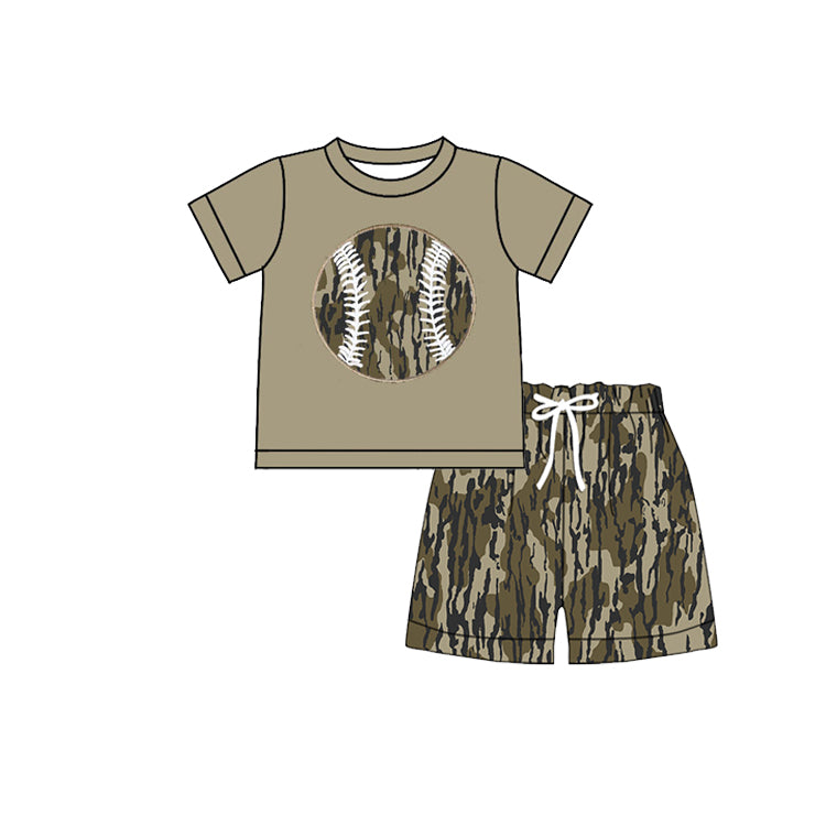Baby Girls Olive Camo Baseball Top Shorts Team Clothes Sets Preorder