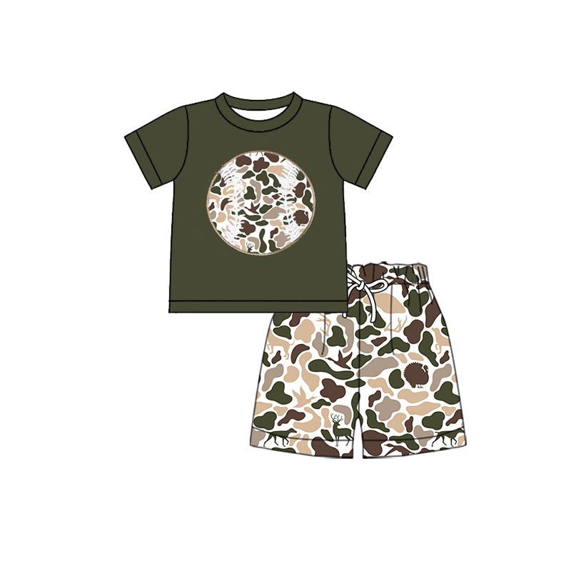 Baby Girls Deer Ducks Camo Baseball Top Shorts Team Clothes Sets Preorder