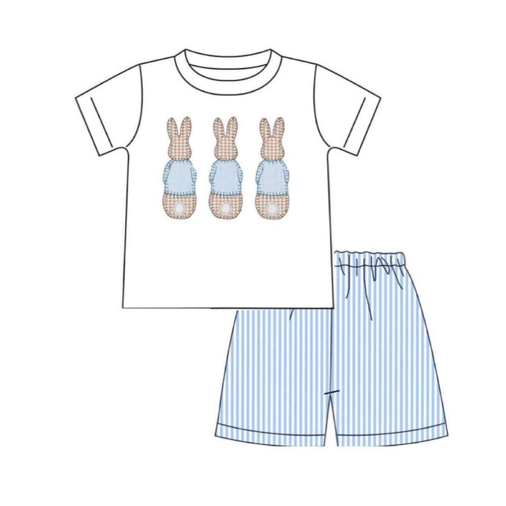 Baby Boys Rabbits Top Stripe Shorts Easter Clothes Sets Preorder