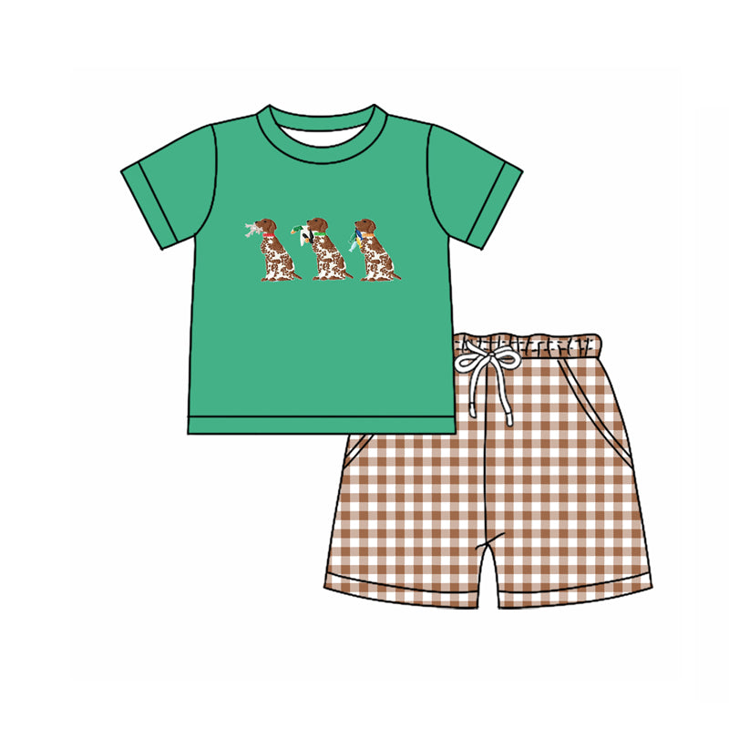 Baby Boys Dogs Ducks Top Checked Pockets Shorts Hunting Clothes Sets Preorder