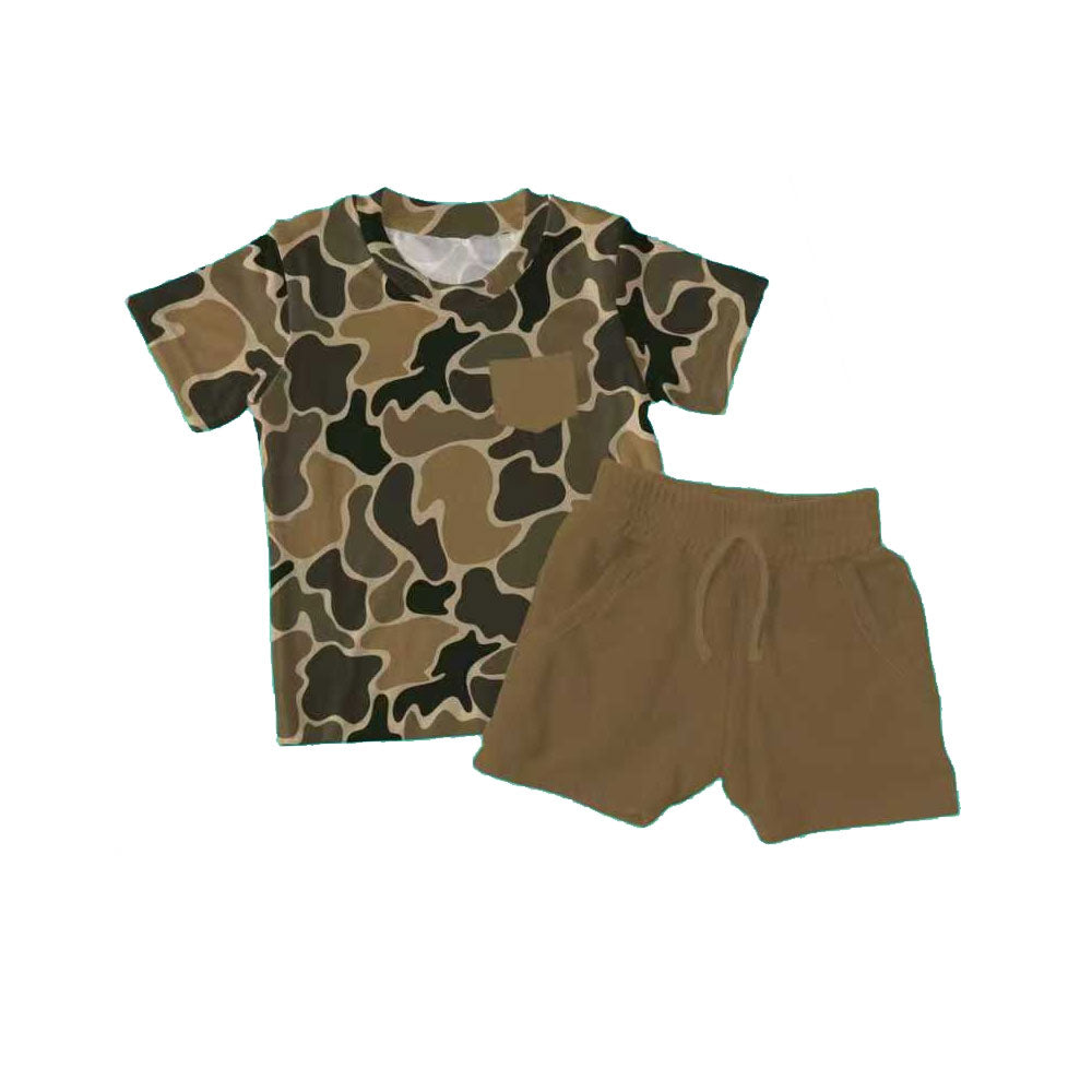 Baby Boys Brown Camo Pocket Top Shorts Southern Clothes Sets Preorder