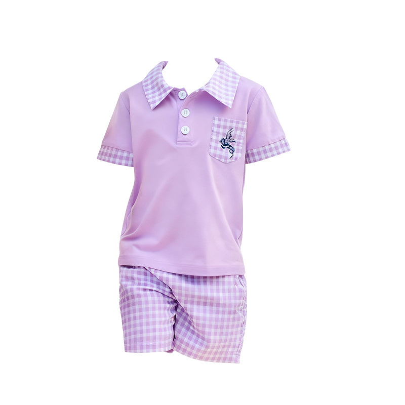 Baby Boys Purple Button Pocket Pullovers Pockets Shorts Clothes Sets Preorder
