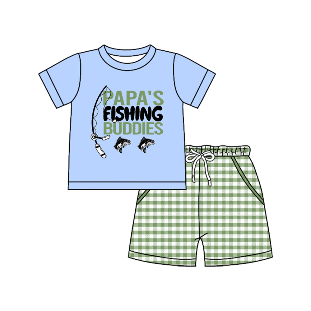 Baby Boys Papa's Fishing Top Checked Pockets Shorts Hunting Clothes Sets Preorder