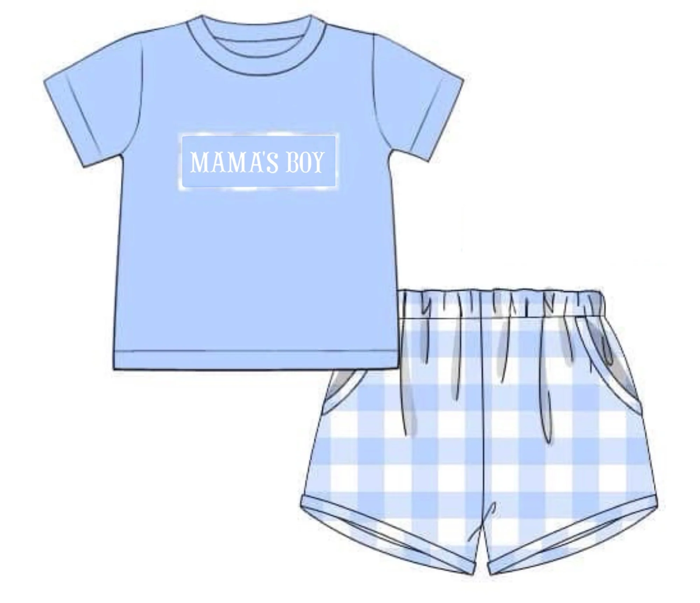 Baby Boys Mama's Boy Top Checked Pockets Shorts Clothes Sets Preorder