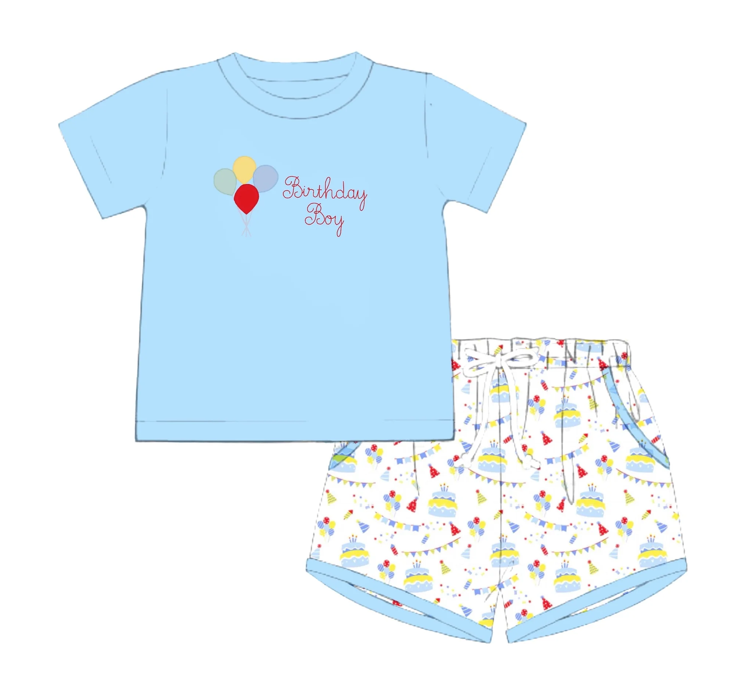 Baby Birthday Boy Balloons Top Shorts Clothes Sets Preorder