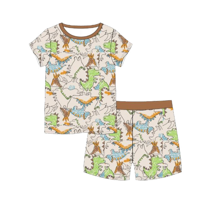 Baby Boys Short Sleeve Dinosaurs Top Shorts Pajamas Sets Preorder
