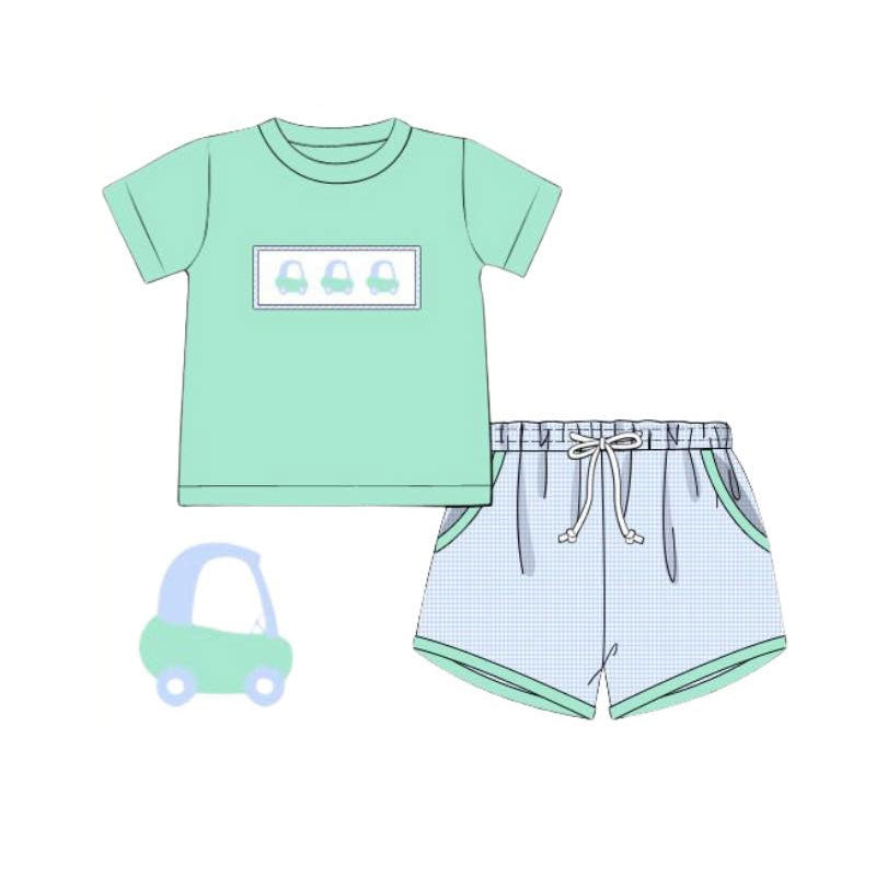 Baby Boys Aqua Golf Trucks Top Pockets Shorts Clothes Sets Preorder