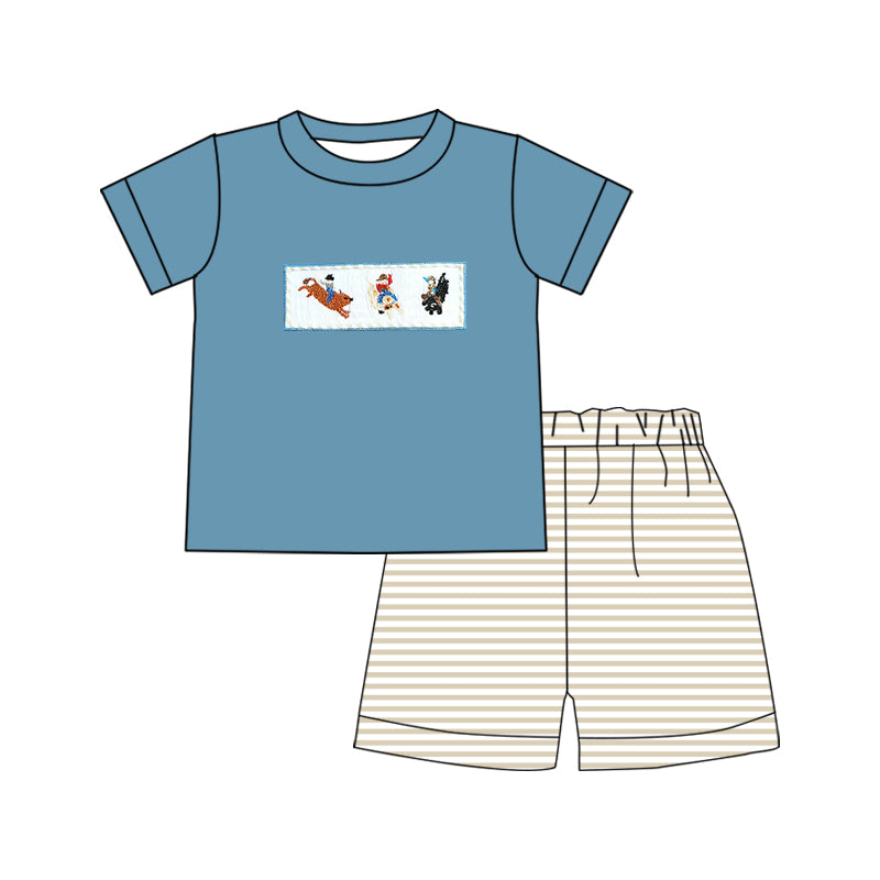 Baby Boys Western Rodeos Top Stripe Shorts Clothes Sets Preorder