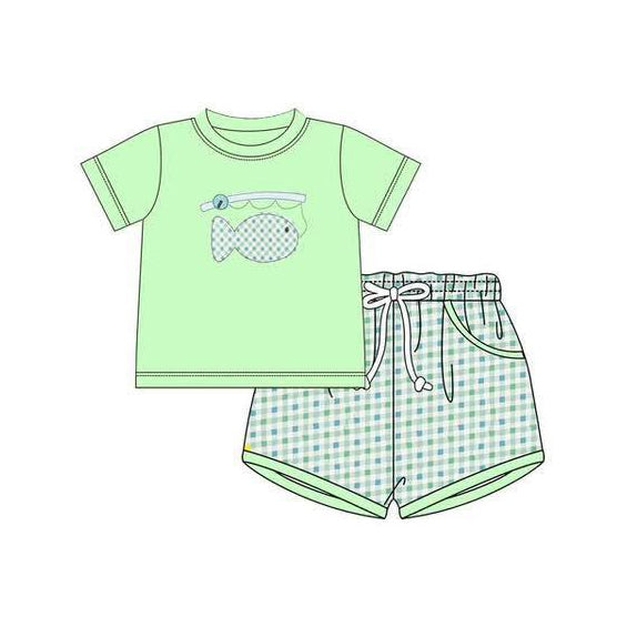 Baby Boys Short Sleeve Fishing Top Checked Pockets Shorts Hunting Clothes Sets Preorder