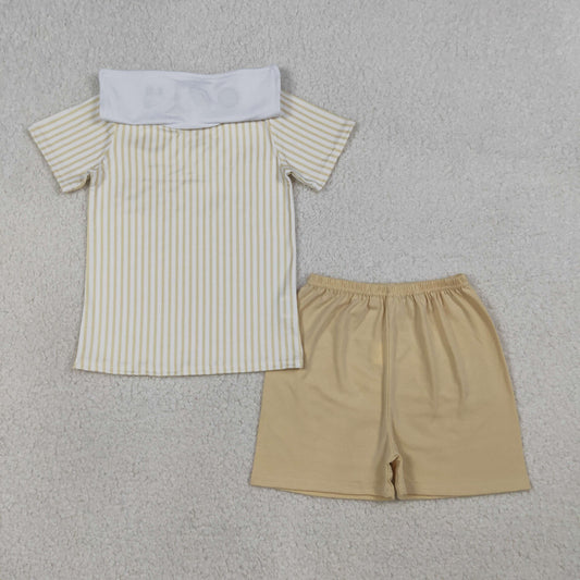 Embroidery Cross Sheep Baby Boys Stripe Top Shorts Clothes Sets