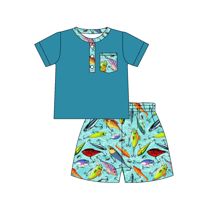 Baby Boys Pocket Button Top Fishing Shorts Hunting Clothes Sets Preorder