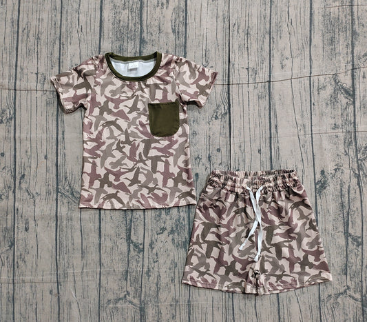 Baby Boys Ducks Camo Pocket Top Shorts Hunting Pajamas Clothes Sets