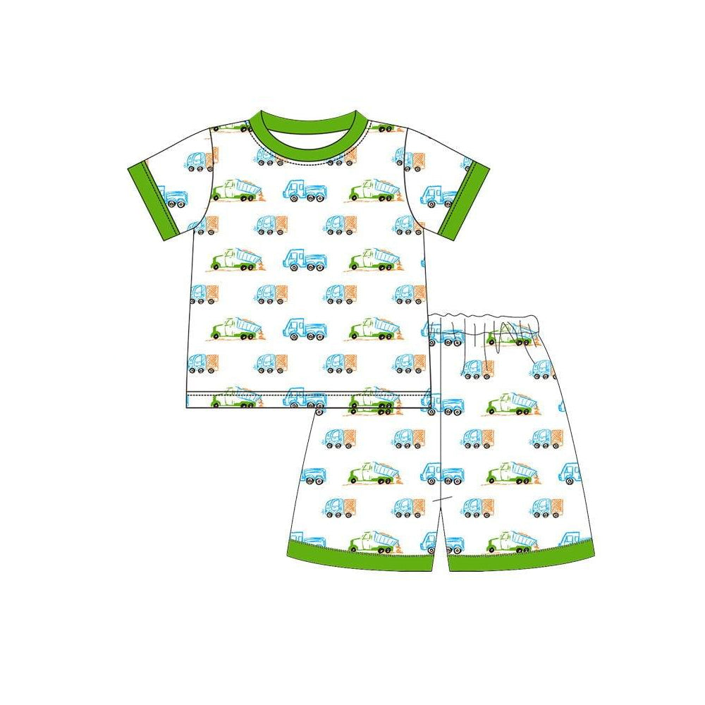 Baby Boys Tractors Top Shorts Pajamas Sets Preorder