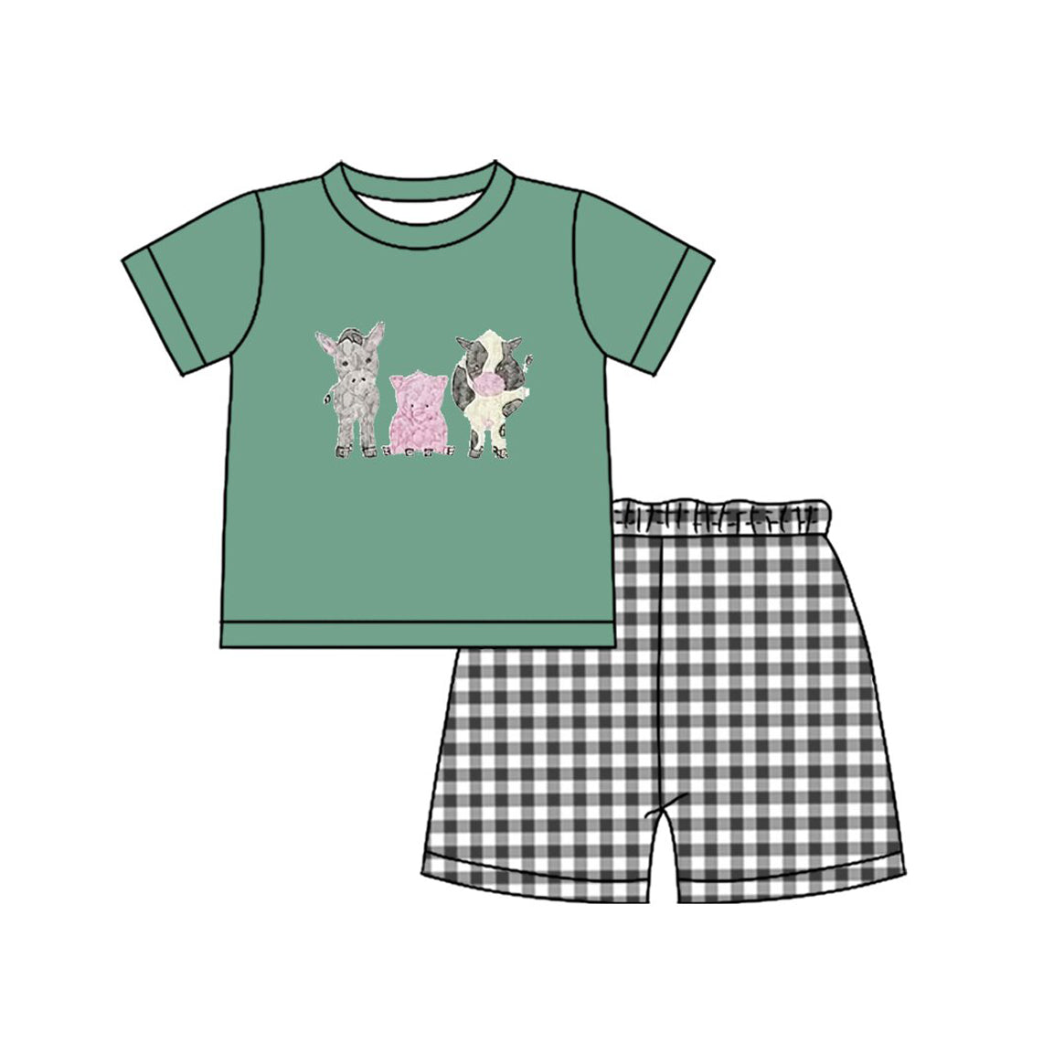 Baby Boys Farm Top Checked Shorts Clothes Sets Preorder