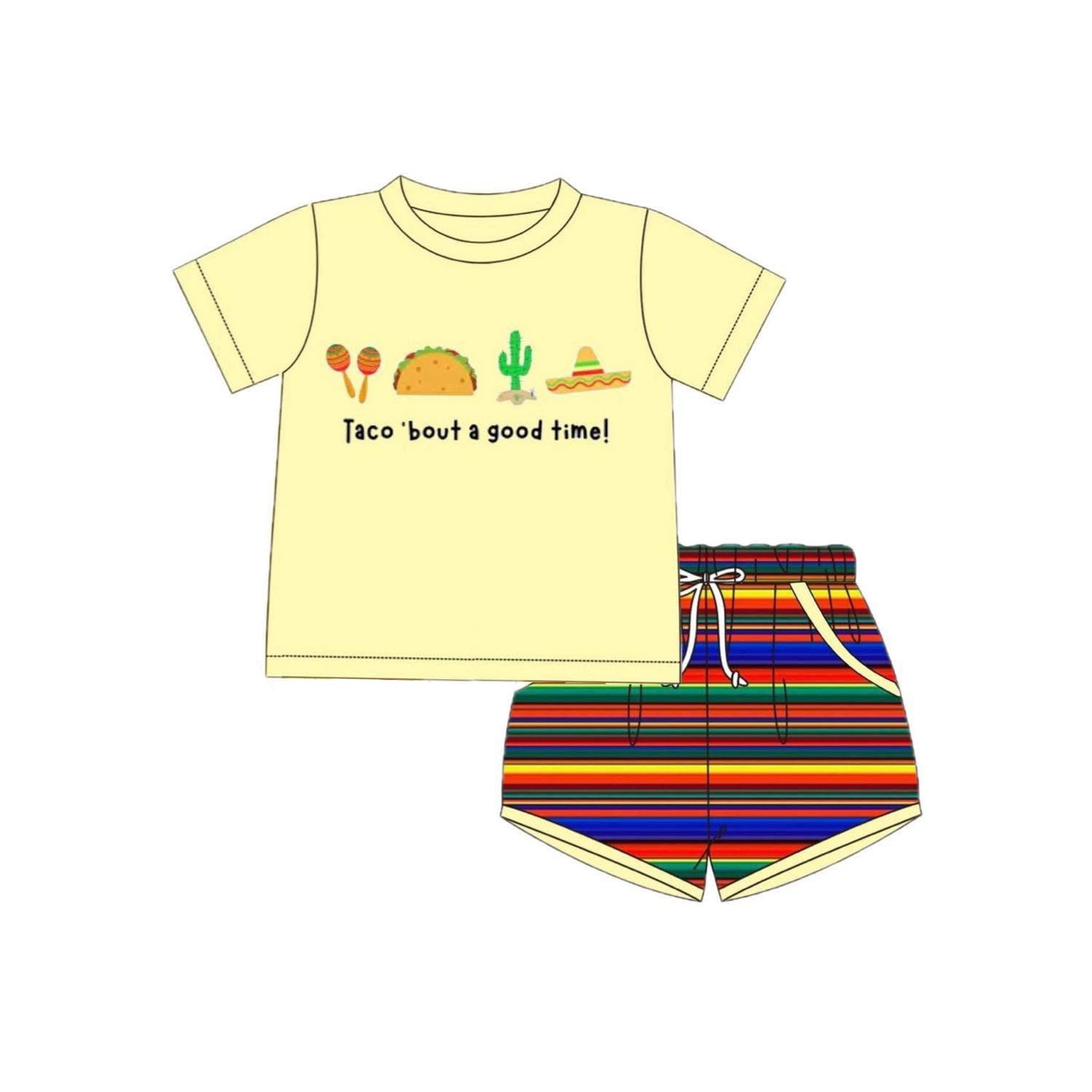 Baby Boys Taco About a Good Time Top Stripe Pockets Shorts Clothes Sets Preorder