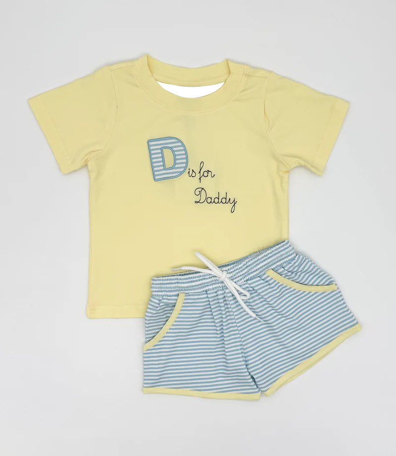 Baby Boys Did for Daddy Top Stripe Pockets Short Clothes Sets Preorder