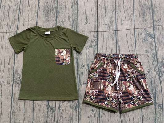 Baby Boys Shirt Top Southern Deer Camo Pockets Shorts Hunting Clothes Sets