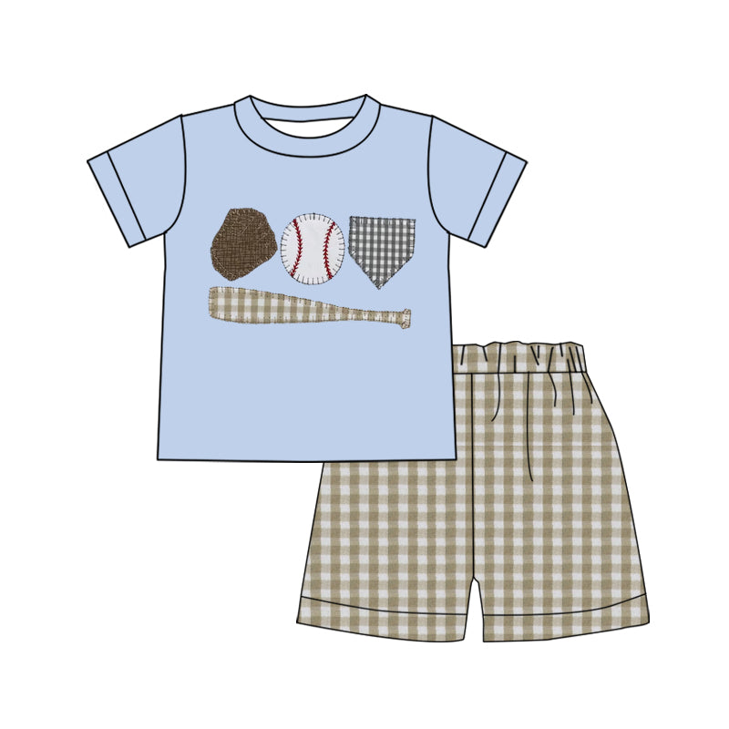 Baby Boys Short Sleeve Baseballs Top Pockets Shorts Team Clothes Sets Preorder