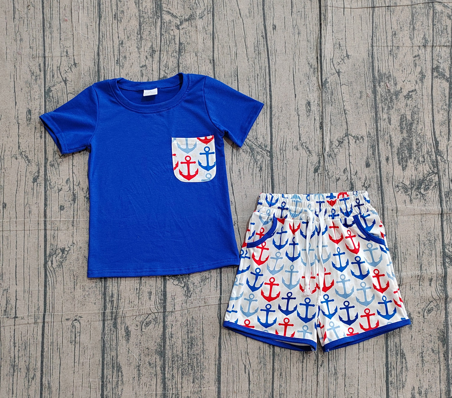 Baby Boys Hot Blue Shirt Top Boats Fishing Pocket Shorts Clothes Sets