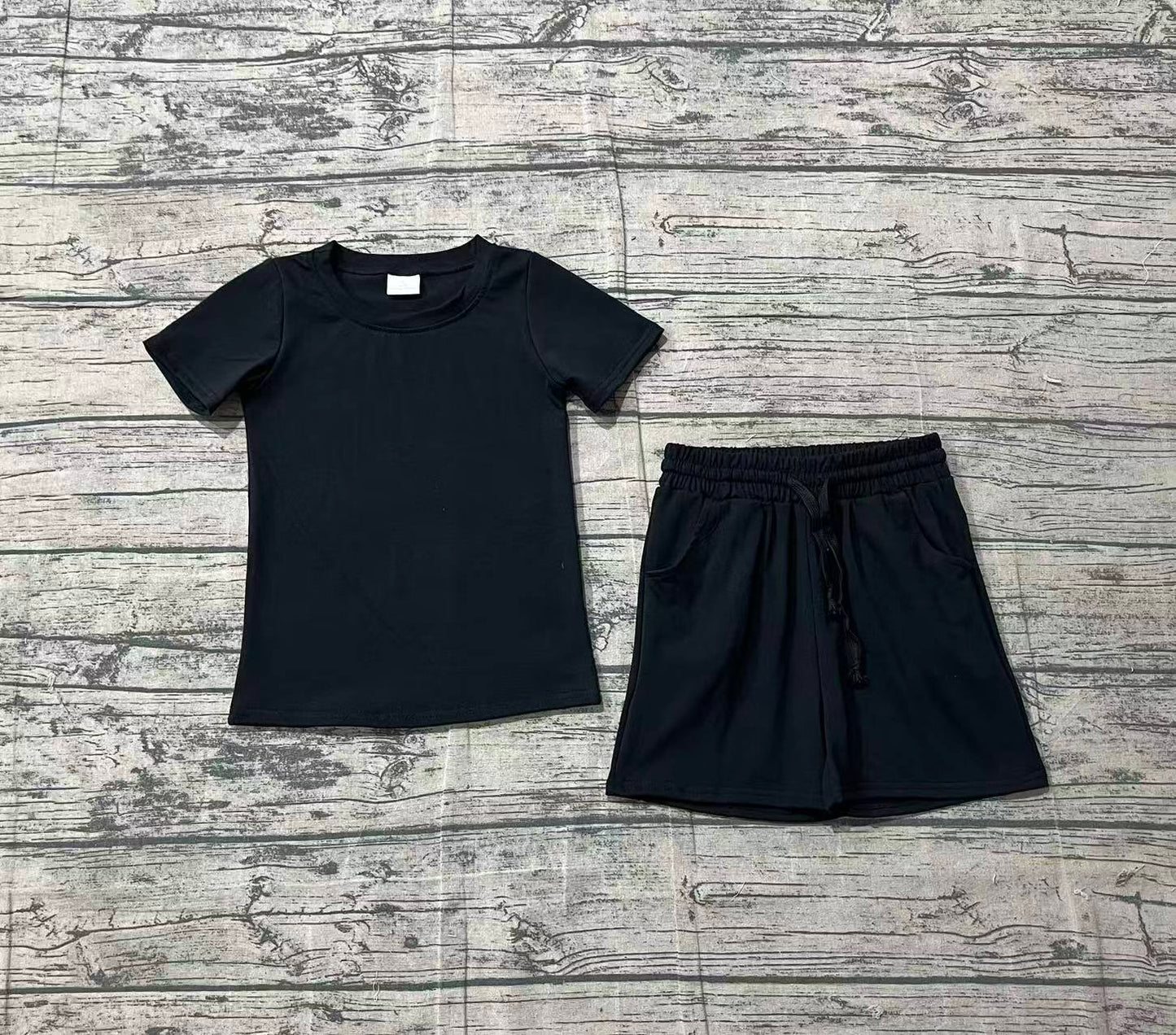 Baby Boys Short Sleeve Black Shirts Top Pockets Shorts Clothes Sets