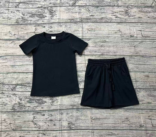 Baby Boys Short Sleeve Black Shirts Top Pockets Shorts Clothes Sets