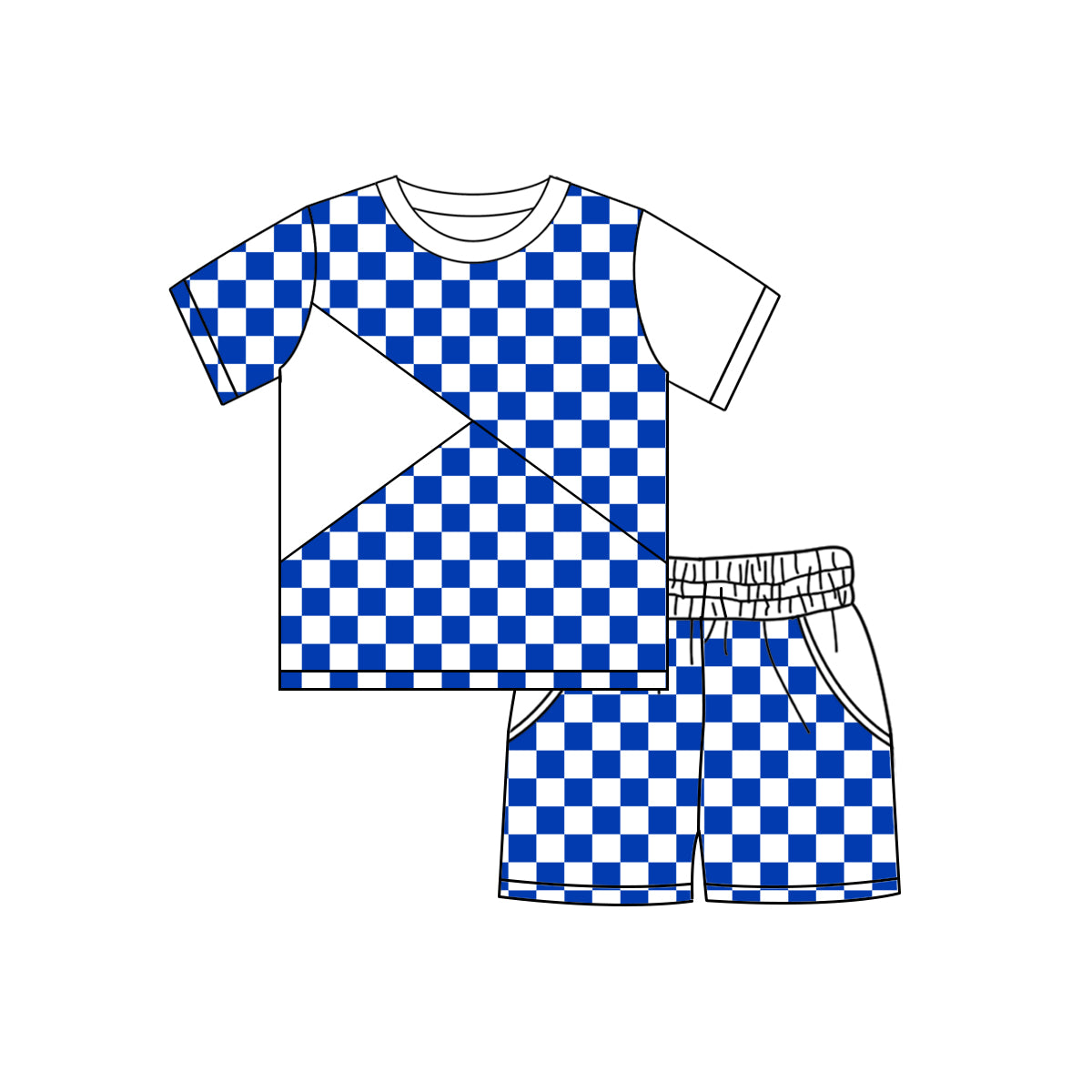 Baby Boys Blue Checked Top Pockets Shorts Clothes Sets Preorder