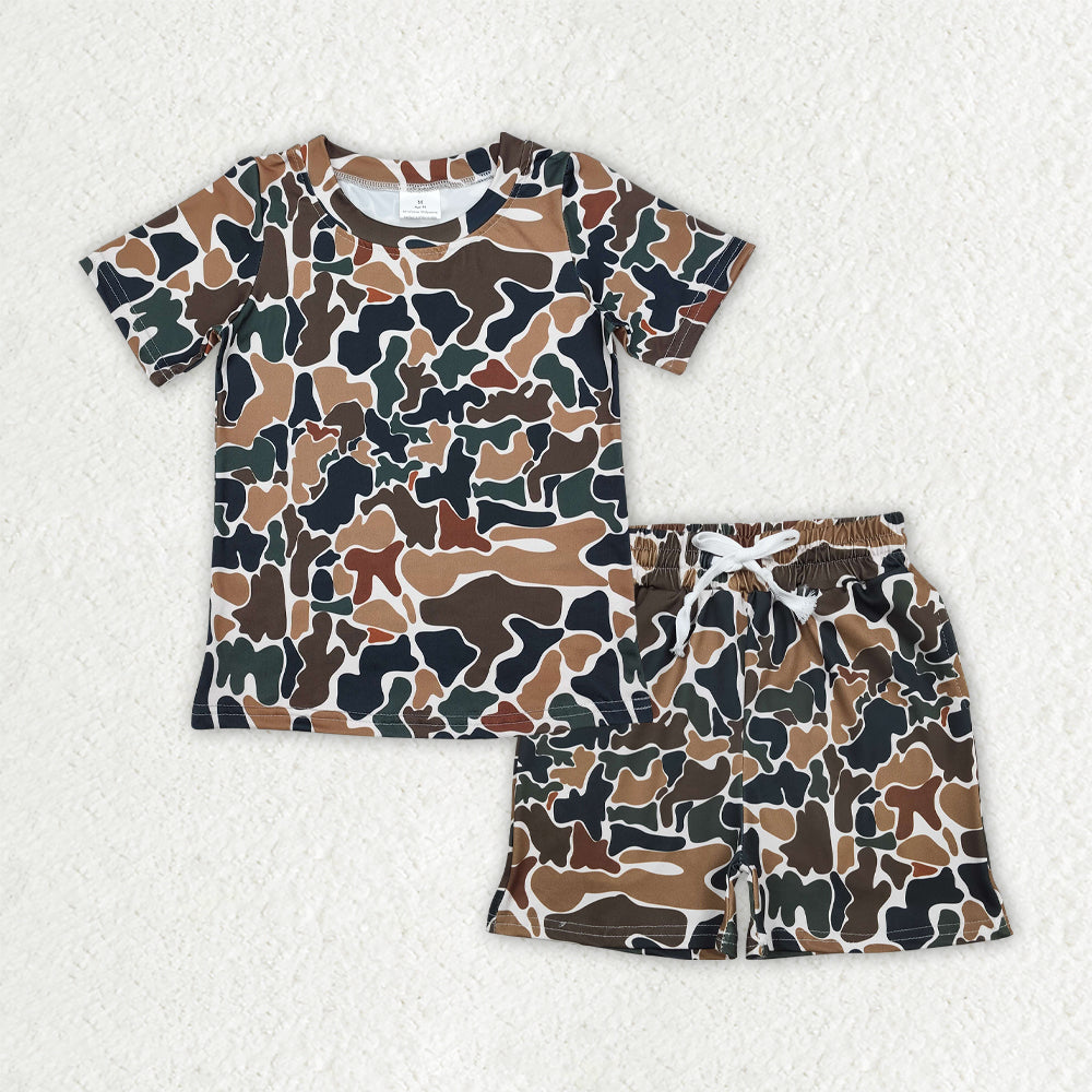 Baby Boys Southern Dark Brown Camo Top Pockets Shorts Clothes Sets