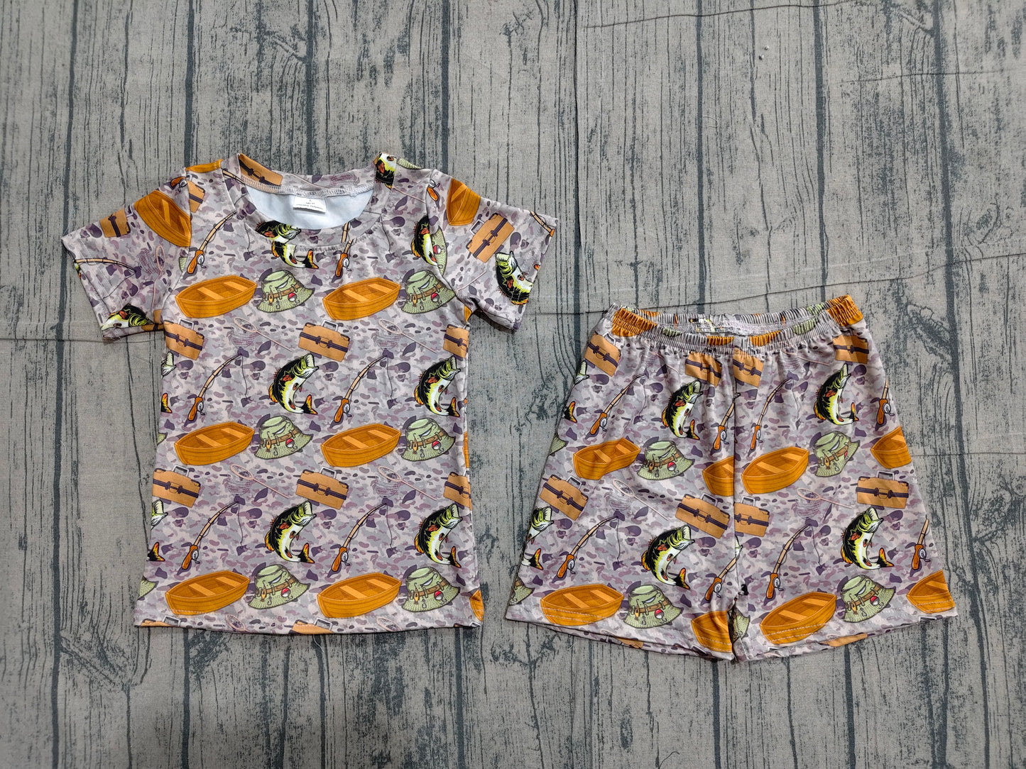 Baby Boys Southern Camo Fishing Top Shorts Hunting Pajamas Clothes Sets