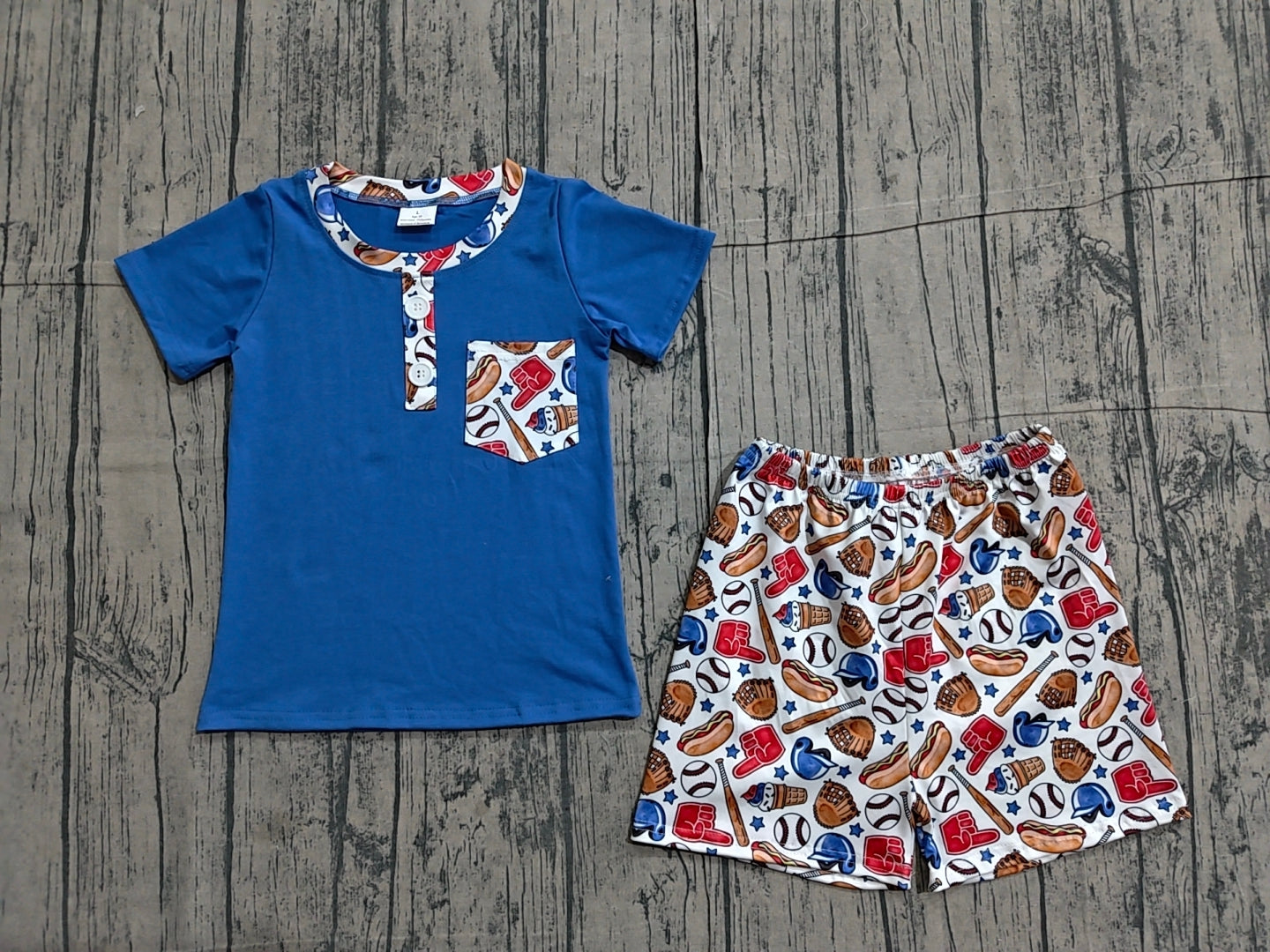 Baby Boys Button Pocket Shirt Top Baseballs Shorts Team Clothes Sets