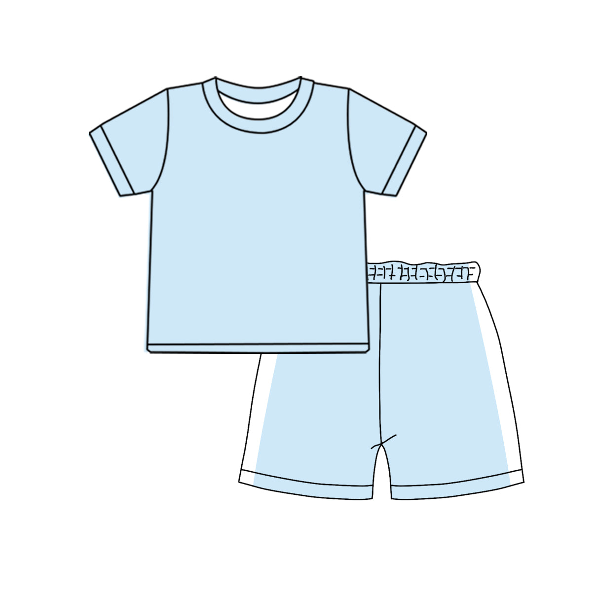 Baby Boys Light Blue Shirts Top Short Pajamas Clothes Sets Preorder