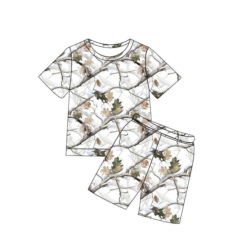 Baby Boys Southern Leaves Camo Top Shorts Hunting Pajamas Clothes Sets Preorder