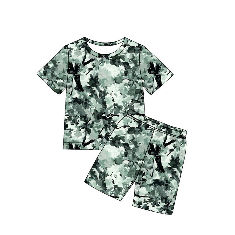 Baby Boys Southern Leaves Camo Top Shorts Hunting Pajamas Clothes Sets Preorder