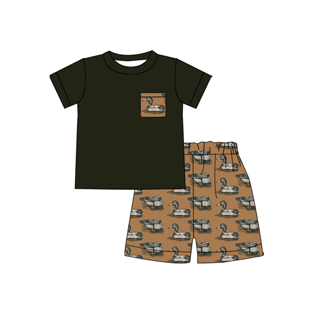 Baby Boys Ducks Pocket Top Short Hunting Clothes Sets Preorder