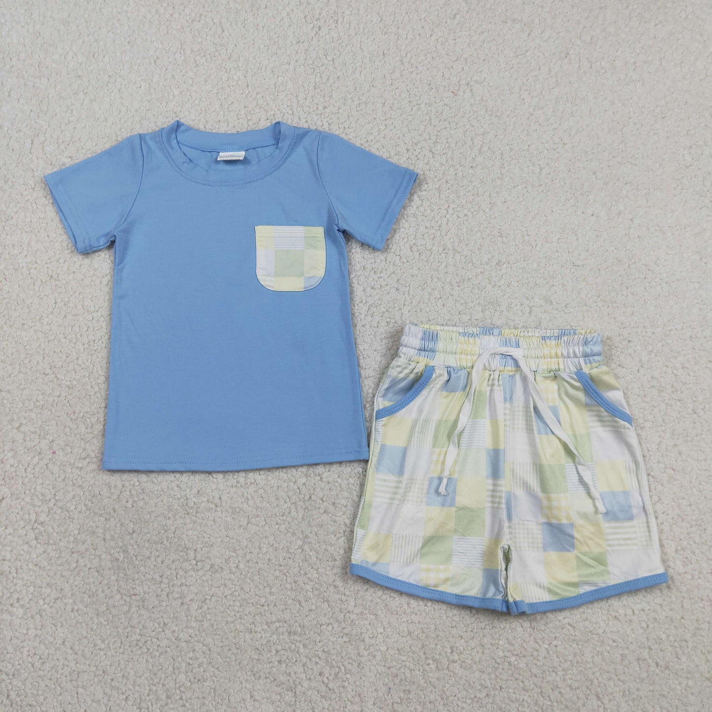 Sibling Baby Boys Girls Flowers Checked Tunic Short Clothes Sets
