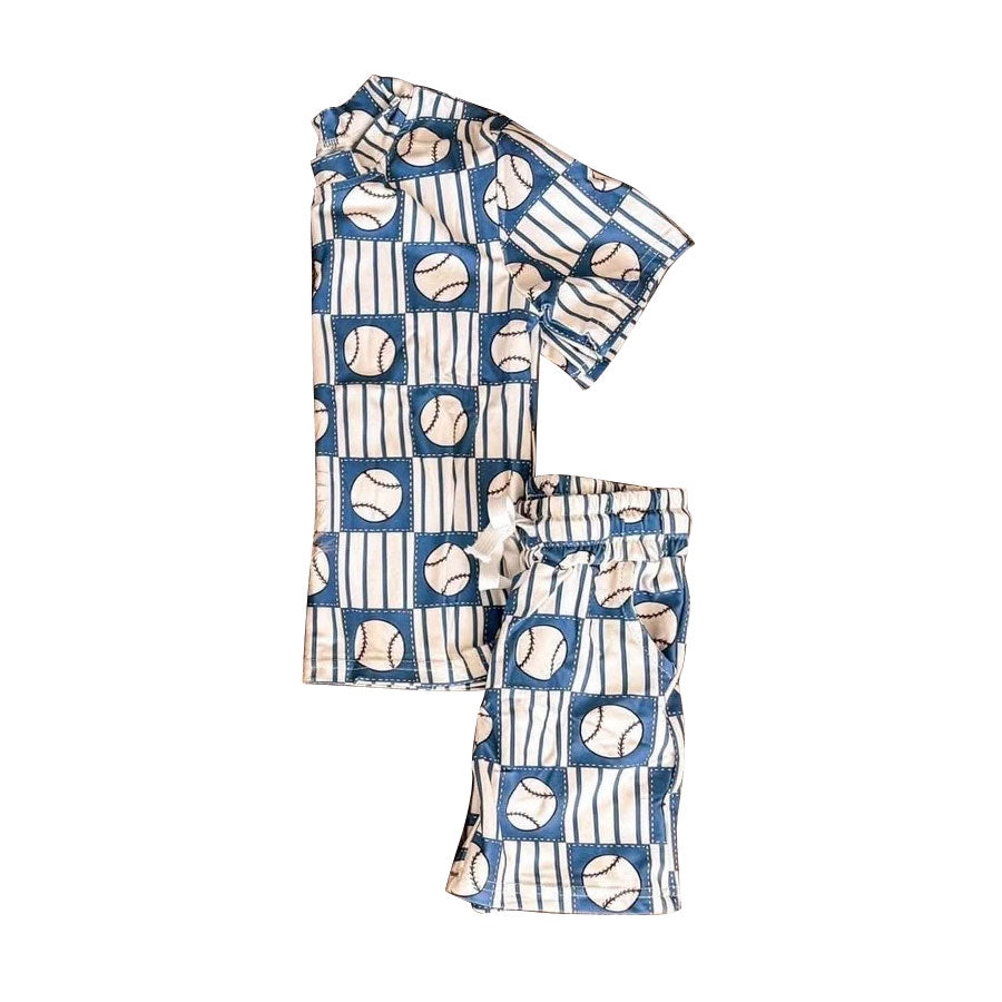 Baby Boys Baseball Checked Top Pockets Short Team Clothes Sets Preorder