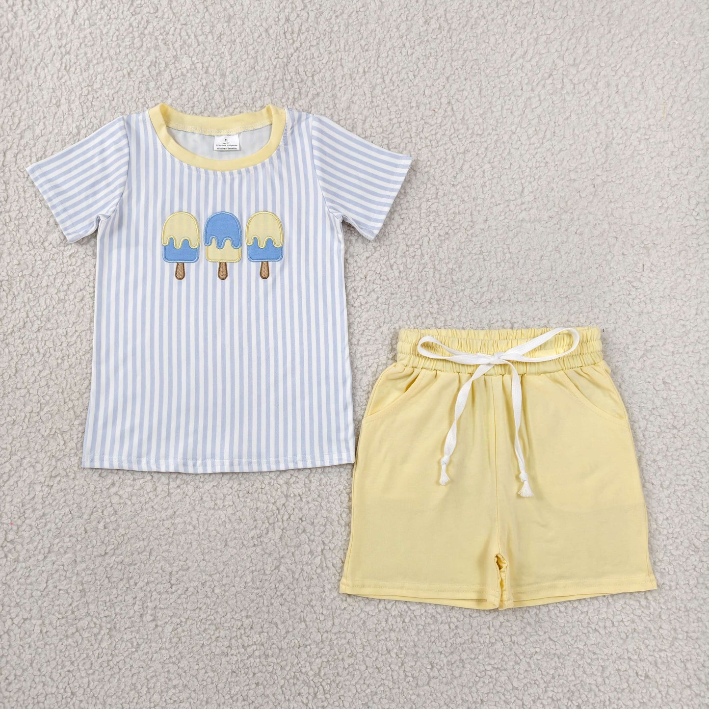 Sibling Baby Boys Embroidery Popsicle Shirt Top Pockets Short Clothes Sets