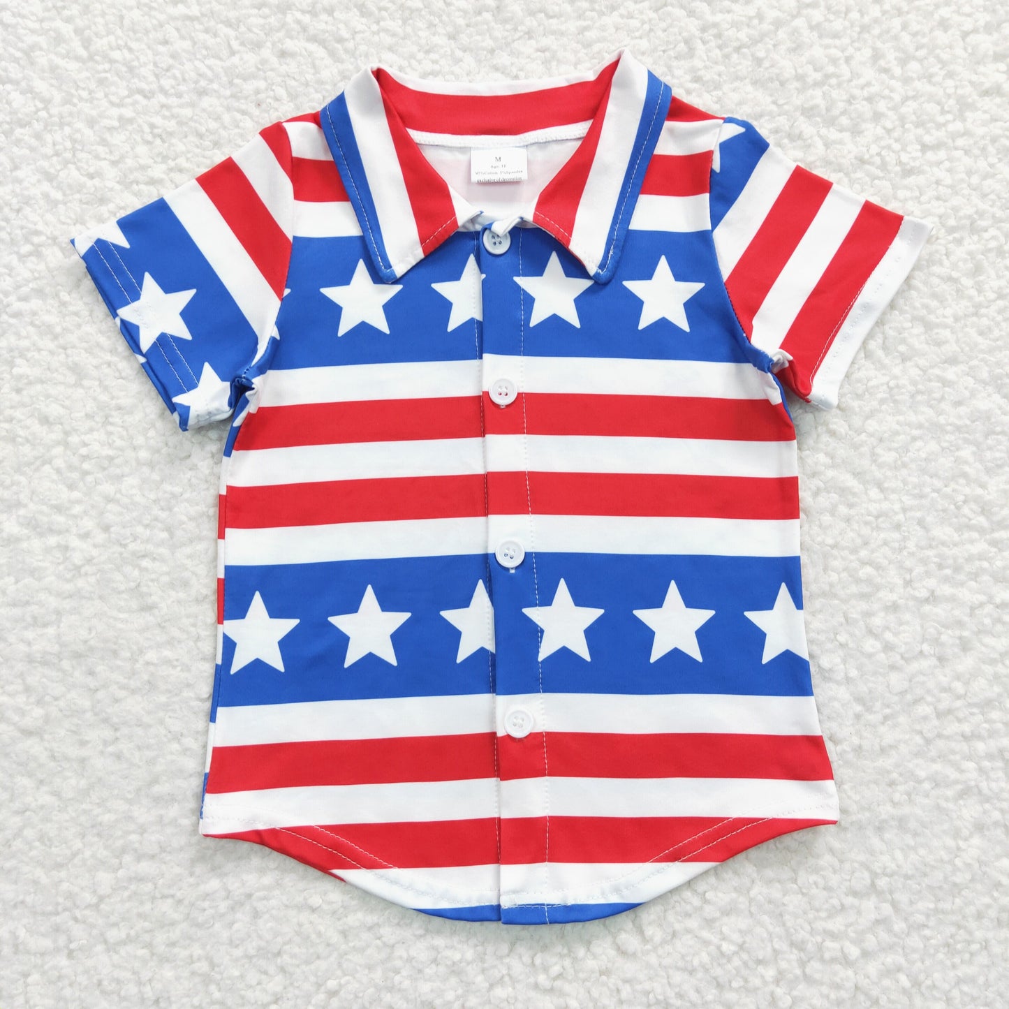 Sibling Brother Baby Boys 4th of July Star Stripe Button Up Shirts