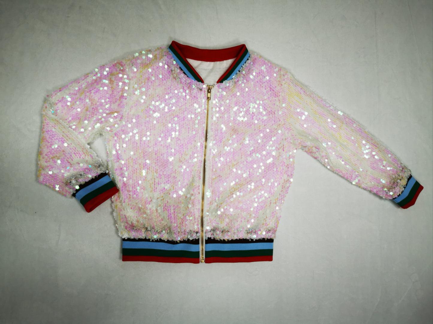 Baby Girls White Color Long Sleeve Sequin Jackets