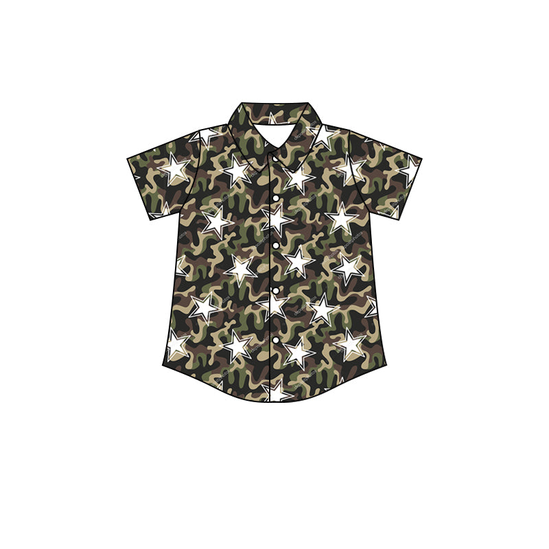Baby Boys Camo Star Buttons Short Sleeve Tee Shirts Tops preorder