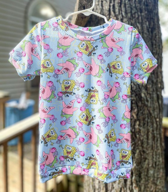 Preorder moq 5 Baby Girls Pink Sea Stars Fishes Short Sleeve Tee Shirts Tops