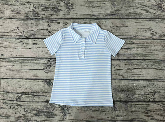 Baby Boys Pink Stripes Short Sleeve Buttons Tee Shirts Tops