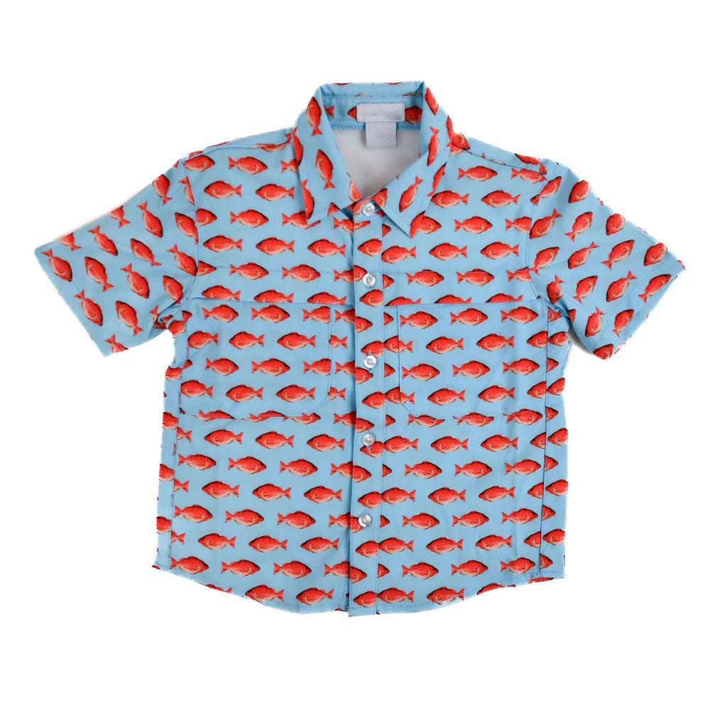 Baby Boys Fishes Buttons Short Sleeve Tee Shirts Tops Preorder