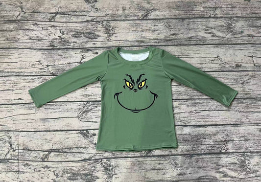 Baby Boys Christmas Green Face Smile Tee Shirts Tops