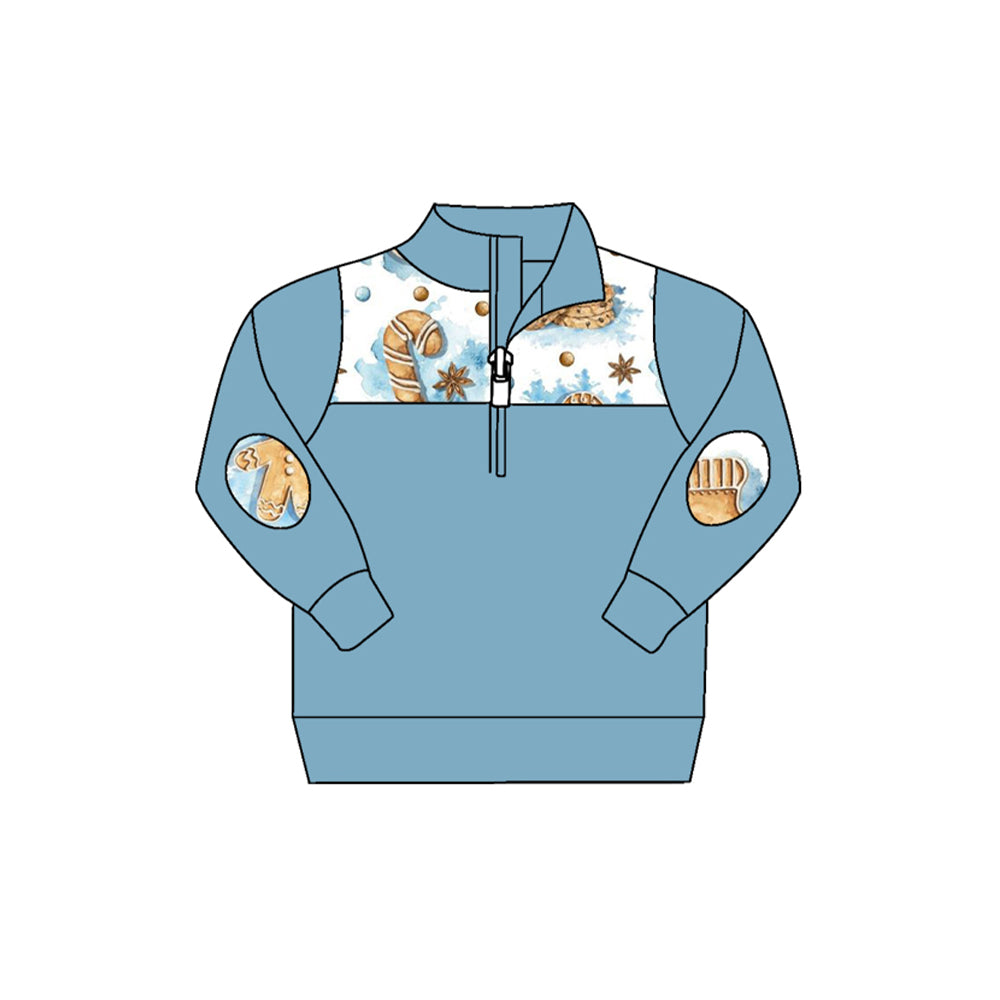 Baby Boys Christmas Gingerbread Candy Zip Pullovers Tops Preorder