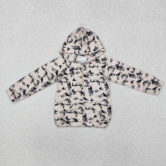 Sibling Baby Boys Western Hooded Long Sleeve Tops