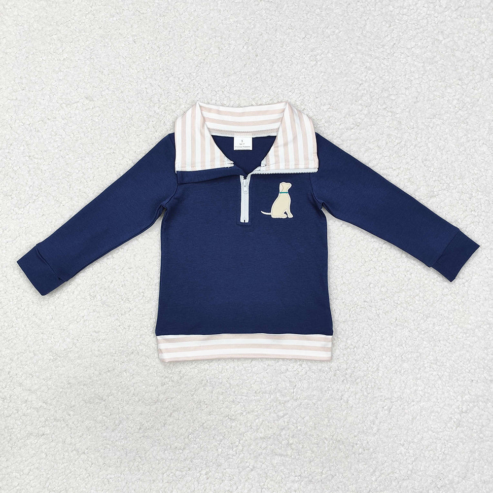 Baby Boys Dog Zip Long Sleeve Pullovers Tops