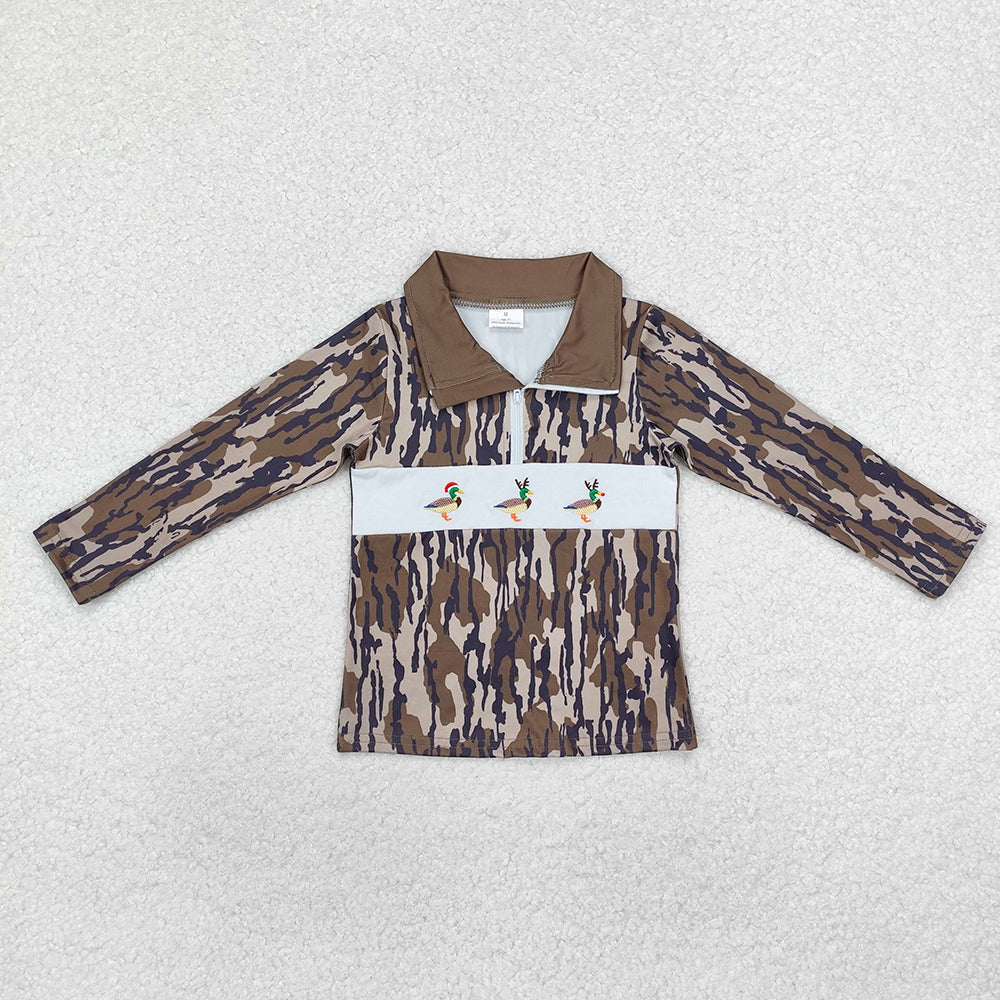 Embroidery Hat Ducks Baby Boys Southern Wood Christmas Zip Pullovers Tops