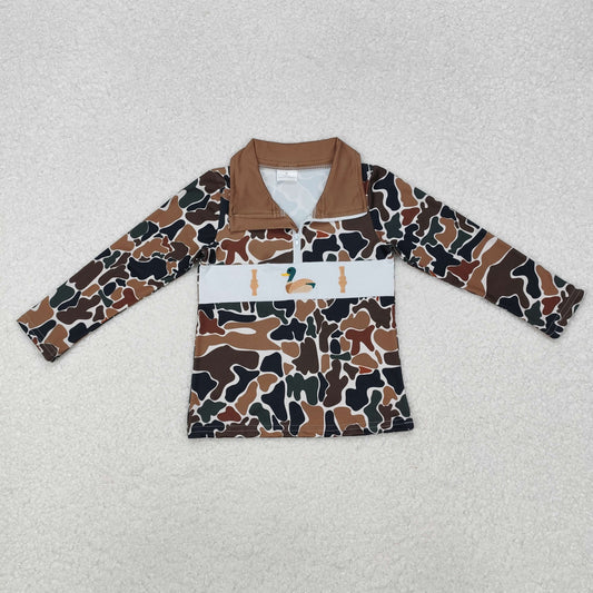 Sibling Baby Boys Western Camo Dogs Ducks Mamas Boy Zipper Pullovers Tops