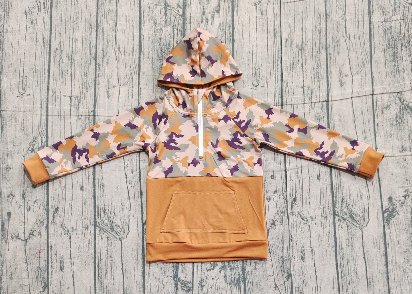 Baby Boys Southern Brown Camo Pocket Zipper Hooded Top